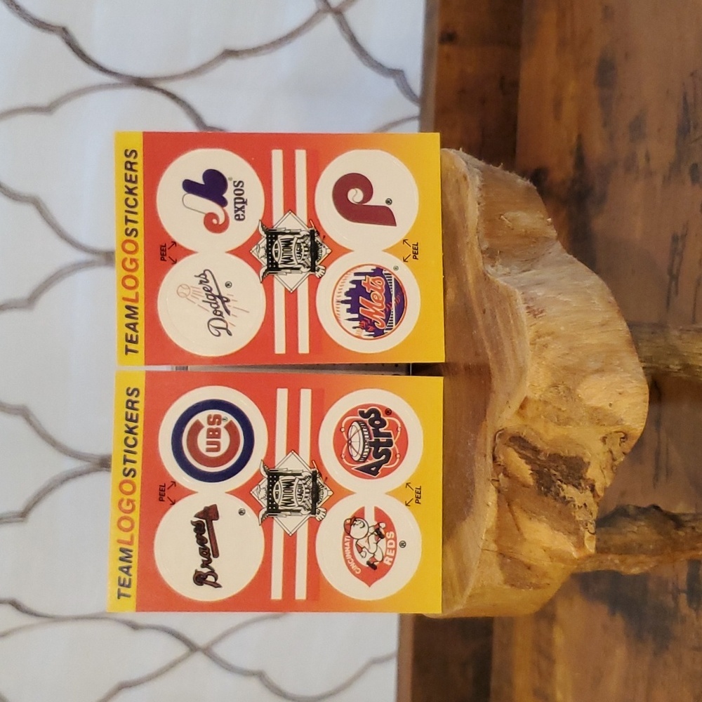 1991 Baseball team logo stickers, Astros vs Phillies. Vintage